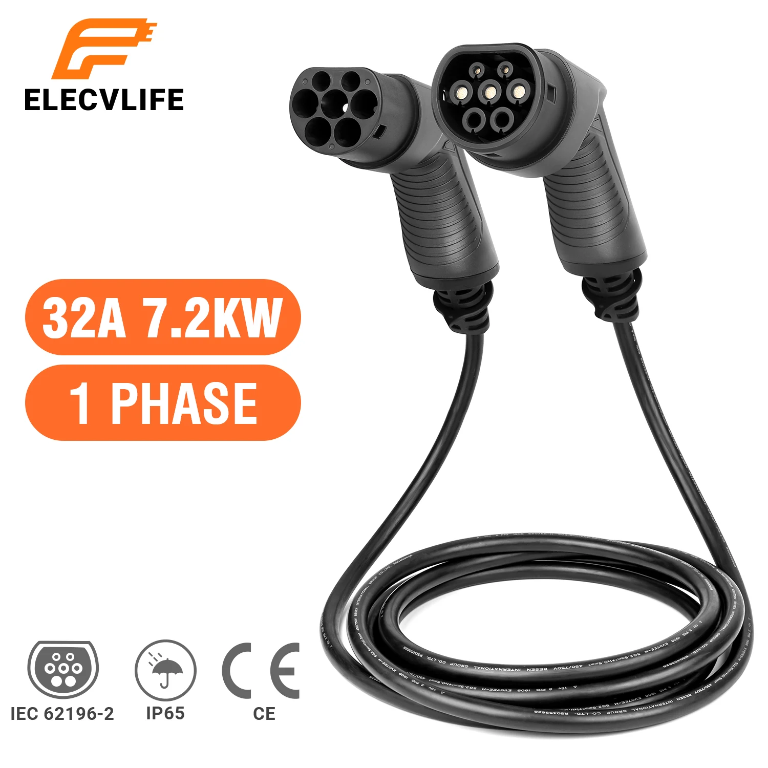 Electric Car Charging Cable 32A 22kW 7kW, 16A 11kW 3.5kW Type 2 to Type 2 Female to Male IEC