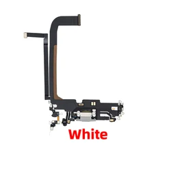 Premium Charging Port Flex with Microphone and USB Dock Connector Replacement Parts (White)
