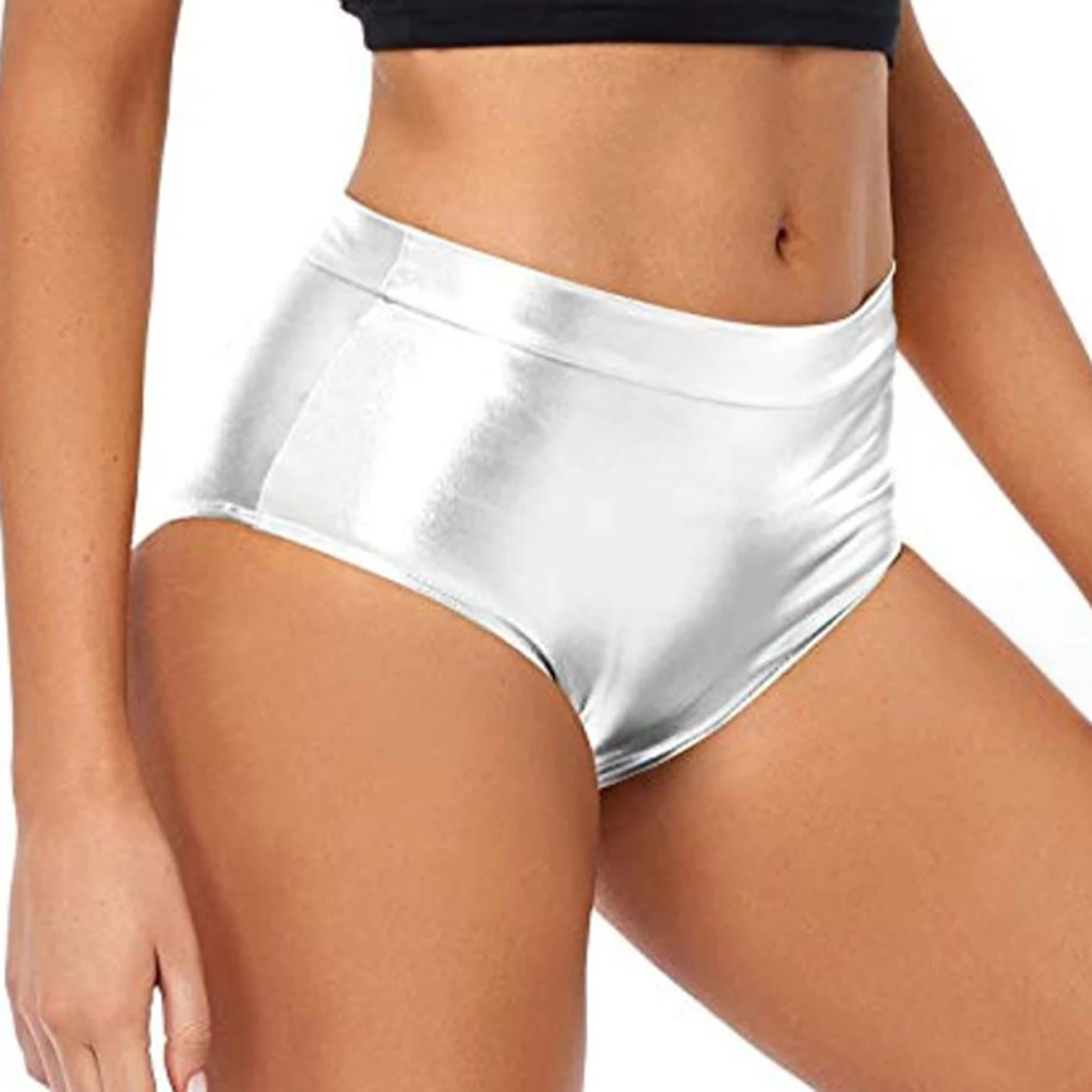 thumbnail image 1 of Braguitas brillantes para mujer, pantalones cortos, ropa de club para baile en barra, pantalones cortos metálicos para gimnasia, pantalones cortos para festivales de música, fiestas rave, 1 of 5