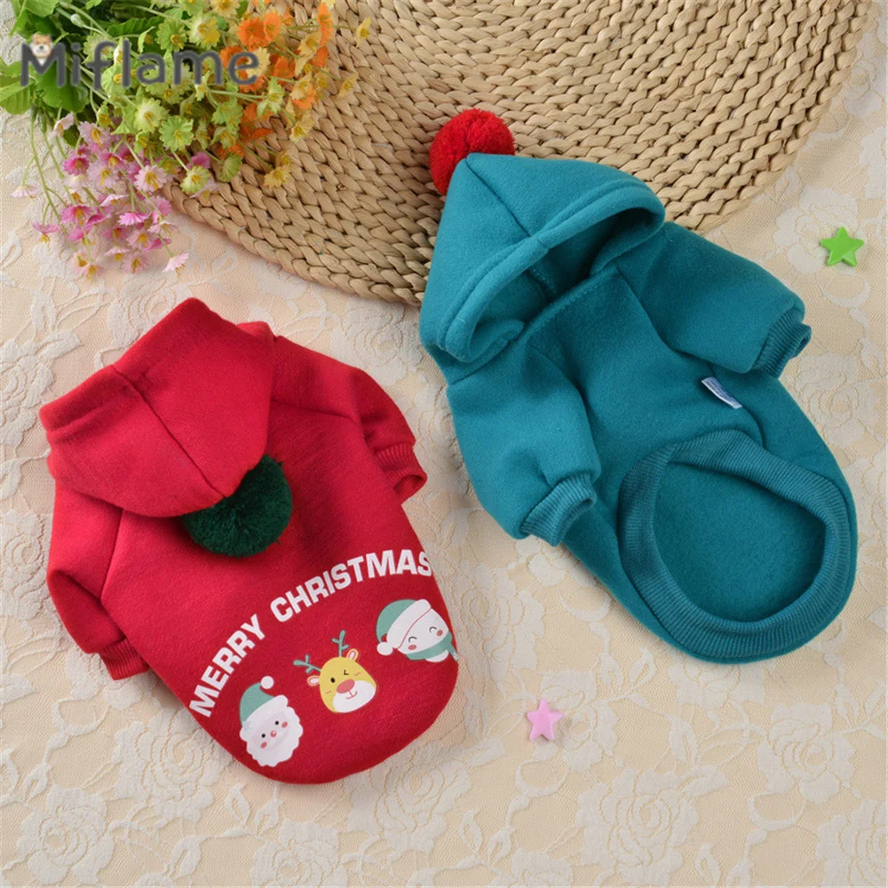 

Miflame 2023 Autumn Winter New Pet Clothing Cat Dog Christmas Clothing Small Dog Warm Hoodie Teddy Bichon Schnauzer Hooded Coat