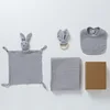4pcs/Set Personalized Name Muslin Cotton Baby Blanket + Baby Comforter Towels +Baby Teether +Baby Bibs Newborn Gift Sets 6
