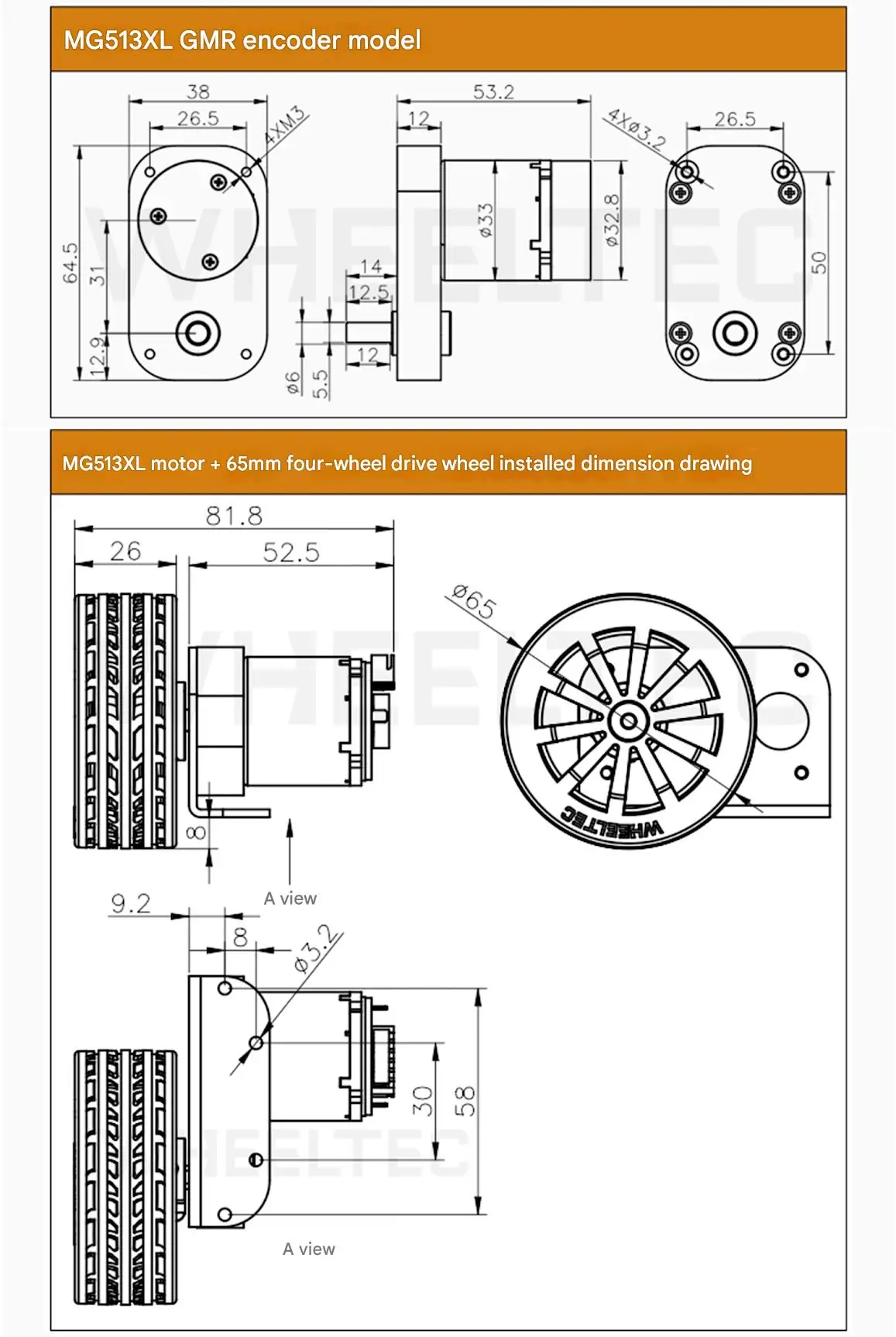 WHEELTEC MG513X, MG513XL DC Gear Motors