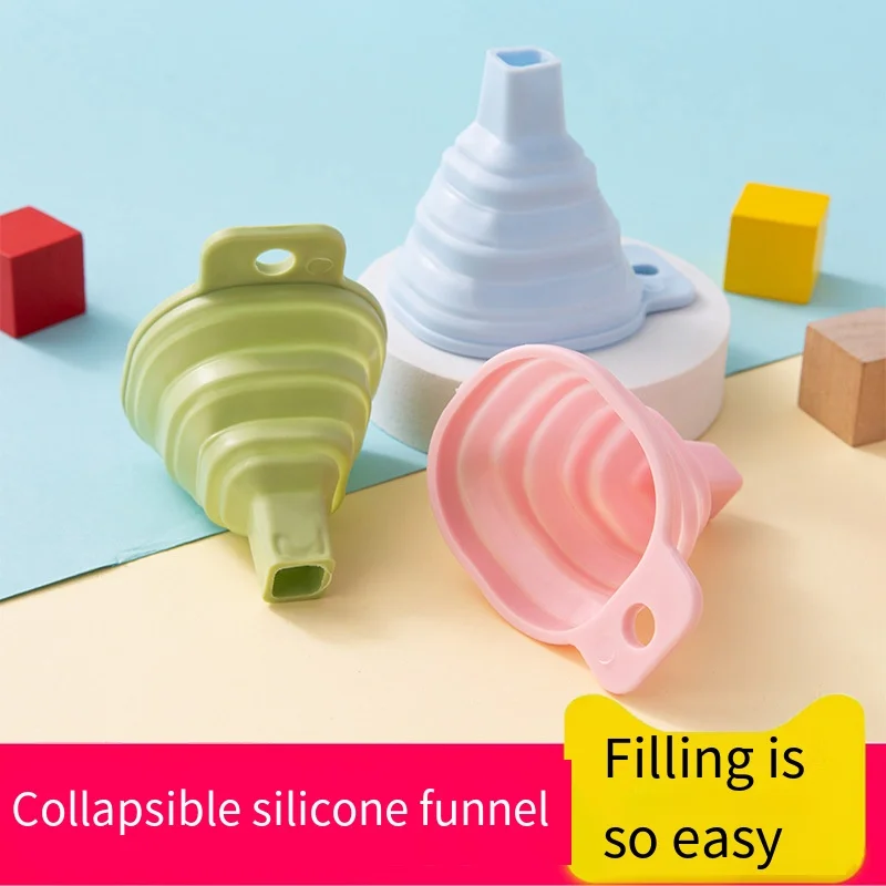 3pcs Silicone Round Funnel Retractable Refueling Funnel car fuel funnel
