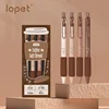 Lopet Cute gel pens sets 4pcs 0.5mm Black Ink Writing Pen Soft Grip Press Kawaii Stationery Quick Dry Homework School Gadgets 2