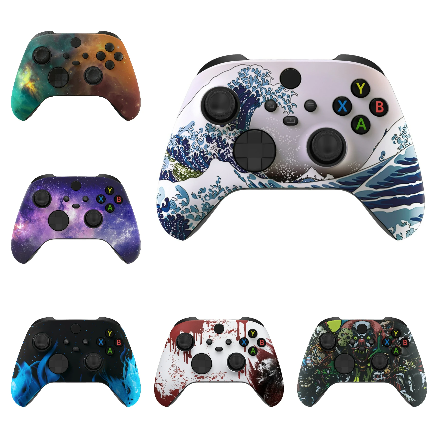 

eXtremeRate Front Housing Shell, Custom Soft Touch Cover Faceplate with Accent Rings for Xbox Core Controller - ASR Version