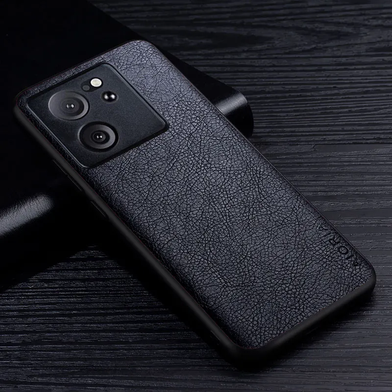 Premium Retro Litchi Pattern Leather Phone Case - Business Style Back Cover