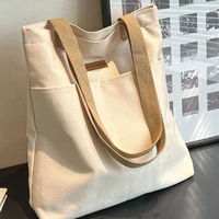 Sac fourre-tout en toile pour femme, grande capacité, avec détails de couture, sac à main élégant et pratique, sac de navettage féminin 1
