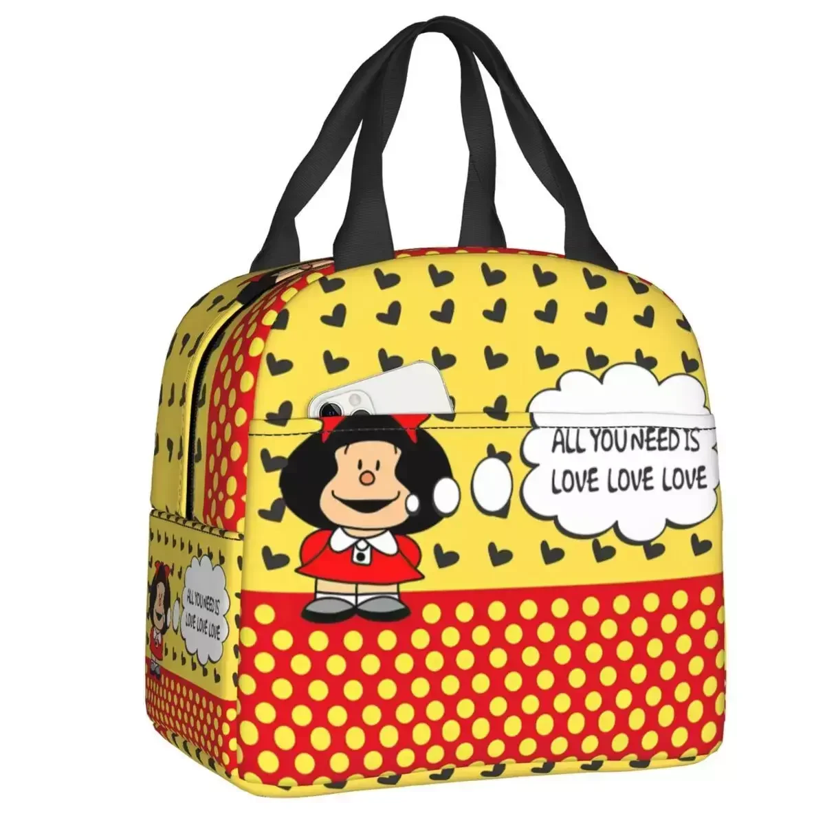 

Новинка 2023, ланч-боксы Mafalda с цитатами для герметичного мультяшного Quino, термоохладитель с изоляцией для еды, ланч-боксы для детей и школьников