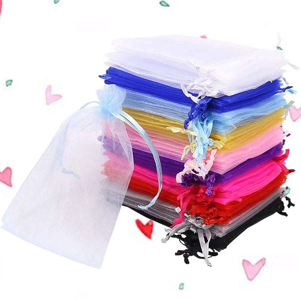 

100 Pcs Transparent Drawstring Pouch Birthday Bags for Presents Mesh Jewelry Storage Organza Gift Clear Gifts