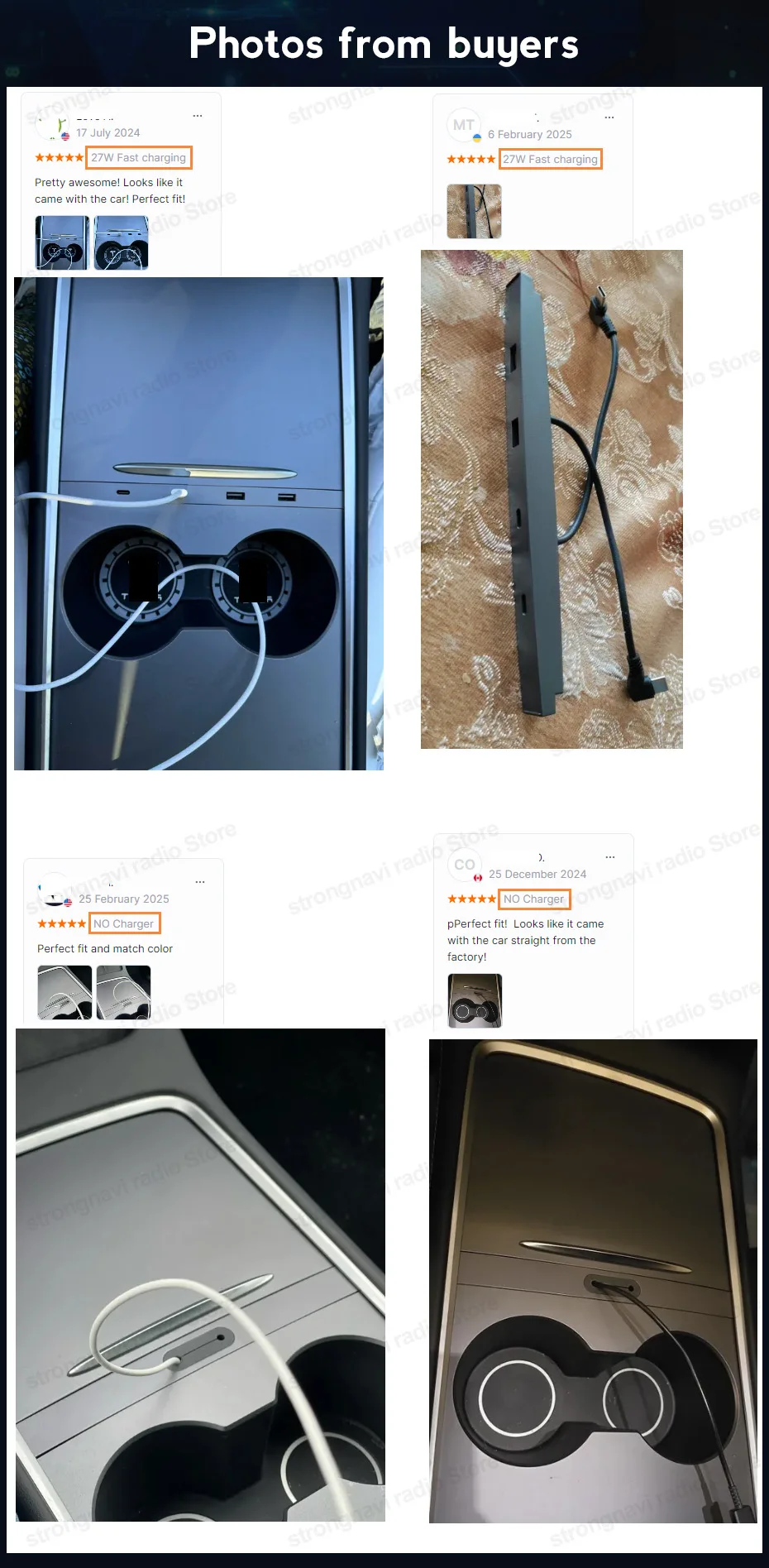 Für Tesla Modell 3 Y 2021 2022 2023 Docking Station 27 W Schnell Ladegerät USB Shunt Hub Power Splitter Typ-C Ladegerät Auto Zubehör – Detail 2