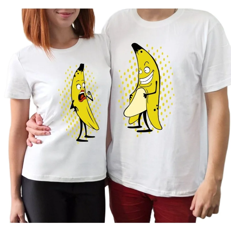 

2023 Men's women Banana Disrobe Funny Design Print T-shirt Summer Humor Joke Hipster T-Shirt Couples Casual T Shirts Streetwear