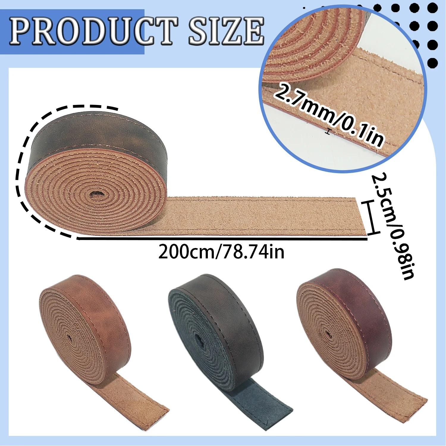 Premium Distressed Crazy Horse Leather Strap with Sutures - Thickened Version