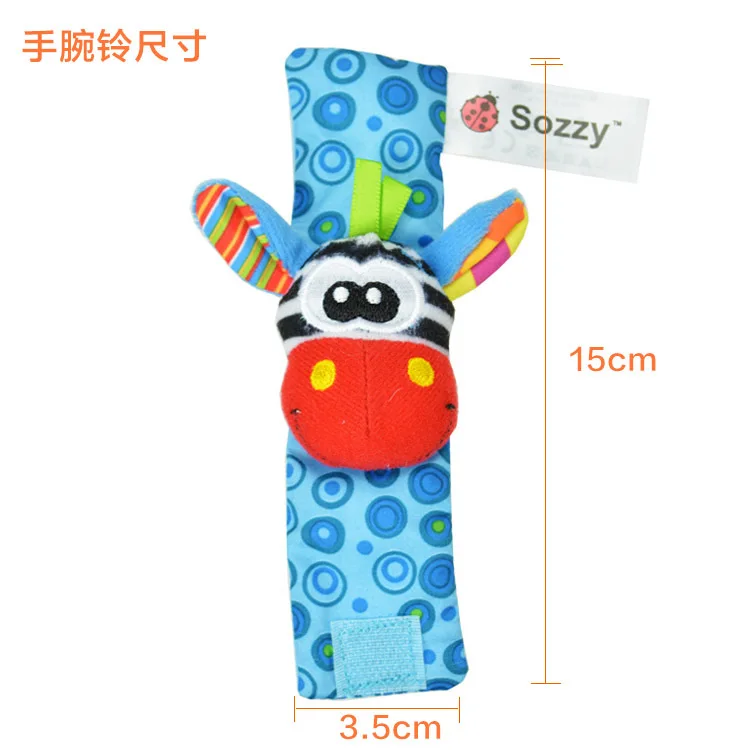 Baby Wrist Band Bell Ring Rattle Socks 2pcs/pair Sozzy Monkey Panda Plush Animal Stuffed Doll Toy Soft Squishy Gifts for Kids