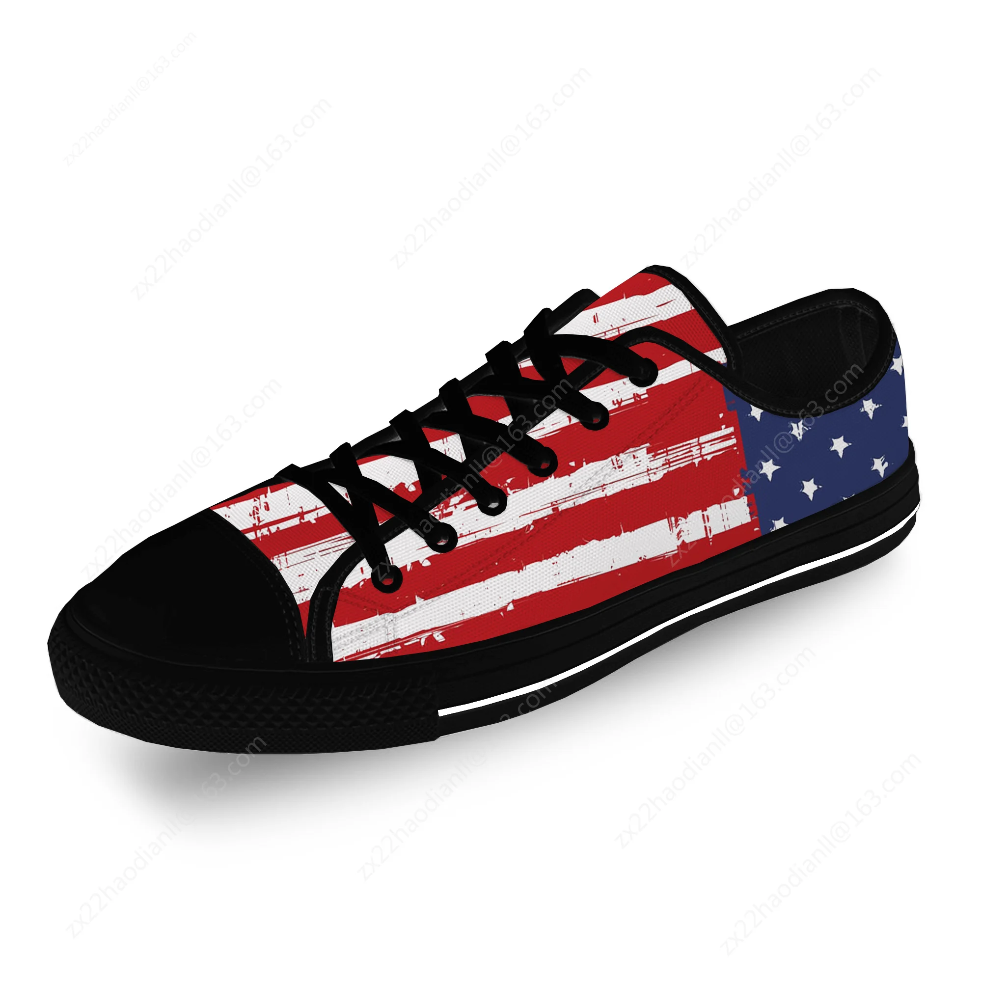 Vintage American Flag USA Low Top Sneakers Mens Womens Teenager Casual Shoes Canvas Running Shoes Breathable Lightweight shoe