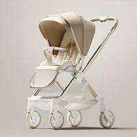Poussette bébé luxueuse réversible avec siège réglable, pliable, pour nouveau-né et nourrisson, position haute 1