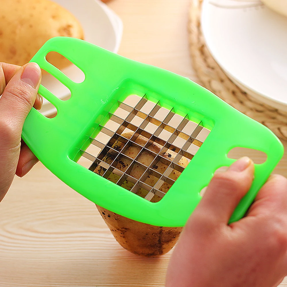 Vegetable Cutter Stainless Steel Potato Chip Slicer Dough Vegetable Fruit Crinkle Slicer Knife Potato Cutter Chopper French Fry Maker Gadgets