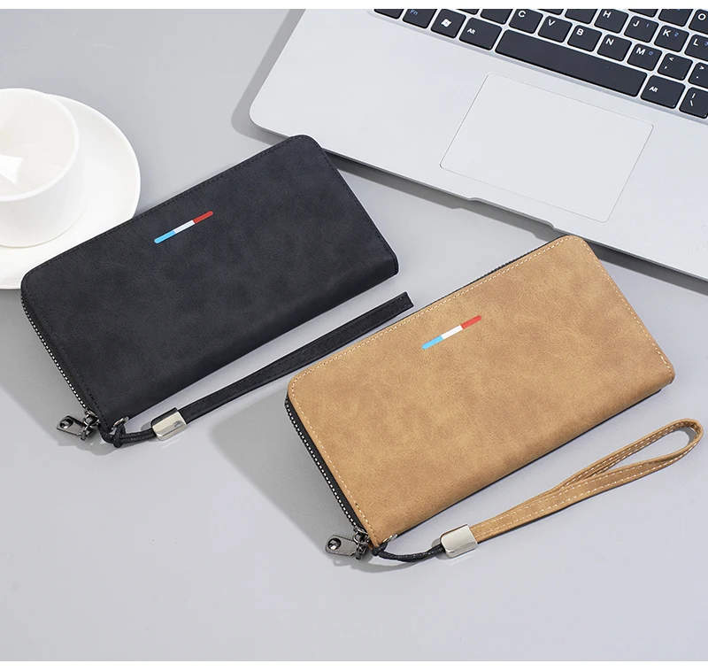Neue lange Herren-Geldbörse mit Reißverschluss, mehrere Kartenfächer, großes Fassungsvermögen für Telefon und Münzen, hochwertiger männlicher Clutch-Stil – Detail 11