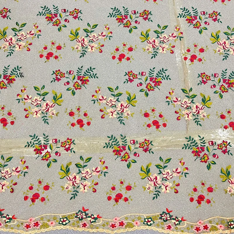 1yard Blume Stickerei Spitze Stoff Weiche Frauen Hochzeit Kleid DIY Handgemachte Nähen Spitze Stickerei Stoff Handwerk Breite 130cm – Detail 5