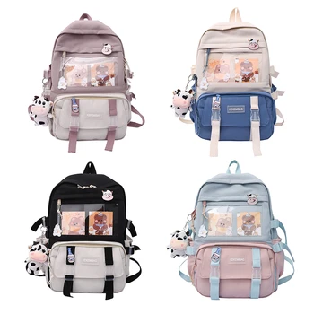 Women Fashion Preppy Style Backpacks Canvas Backpacks Contrast Color Bag Daily Leisure Shopping Traveling Knapsacks 1
