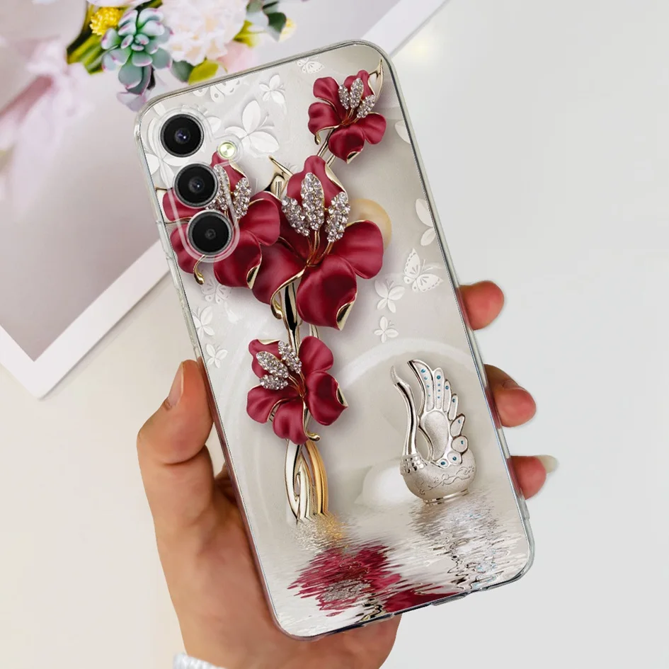 Marble Butterfly Soft Silicon Phone Case for Samsung Galaxy A24 4G