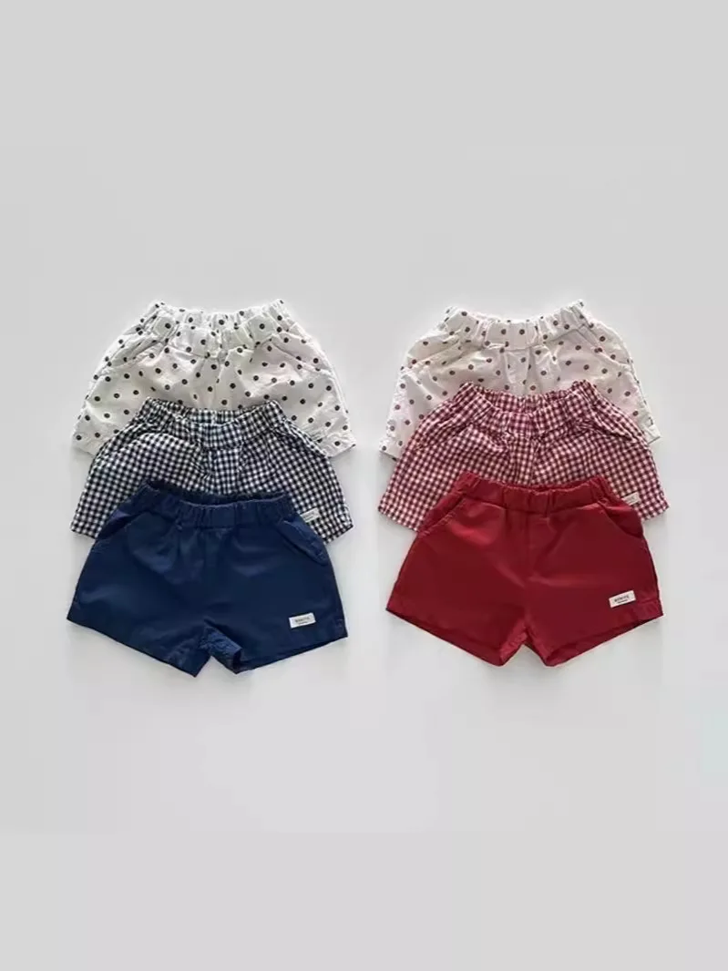 Summer Baby Plaid Shorts Thin Cotton Versatile Infant Boy Girl Dot Print Casual Shorts Toddler Baby Solid Loose cotton shorts casual shorts baby trousers