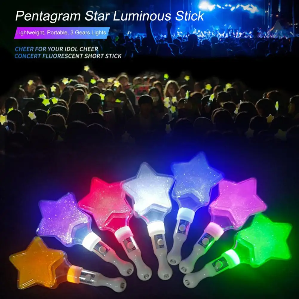 LED Glow Cheer Stick Three Gear Lights Pentagram Star Luminous Stick RGB Concert Party Accessories 1 Pc glow sticks glow light