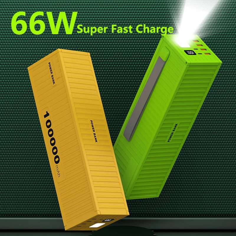 

Power Bank 100000mAh with 4 USB 2 Type C PD 66W Fast Charging Powerbank External Battery Pack for iPhone Huawei Xiaomi Samsung