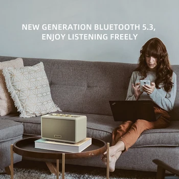 Mlove A200 Portable Bluetooth Speaker wireless bluetooth 5.3 speaker 24-Hour Play time, Elegant Retro Bluetooth Speaker 4