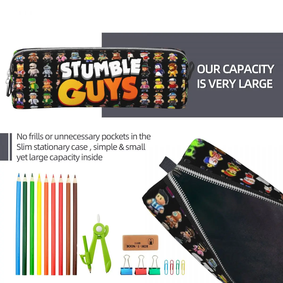 New Stumble Guys Game Cartoon Pencil Case Pencil Pouch Pen Box for Student Big Capacity Bag Students School Gift Stationery