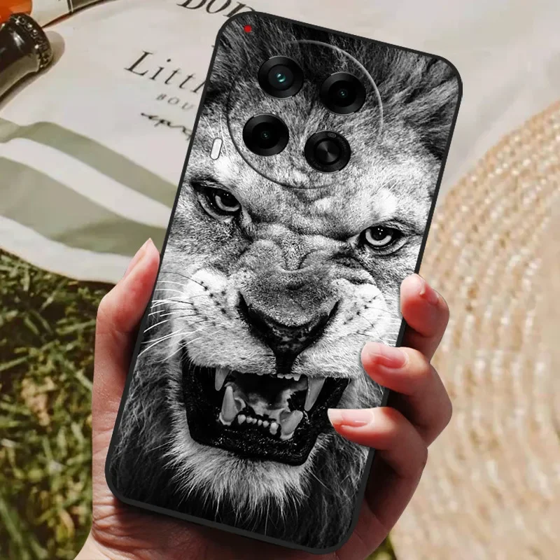 Stylish Painted Silicone TPU Soft Phone Case - Black Protective Shell