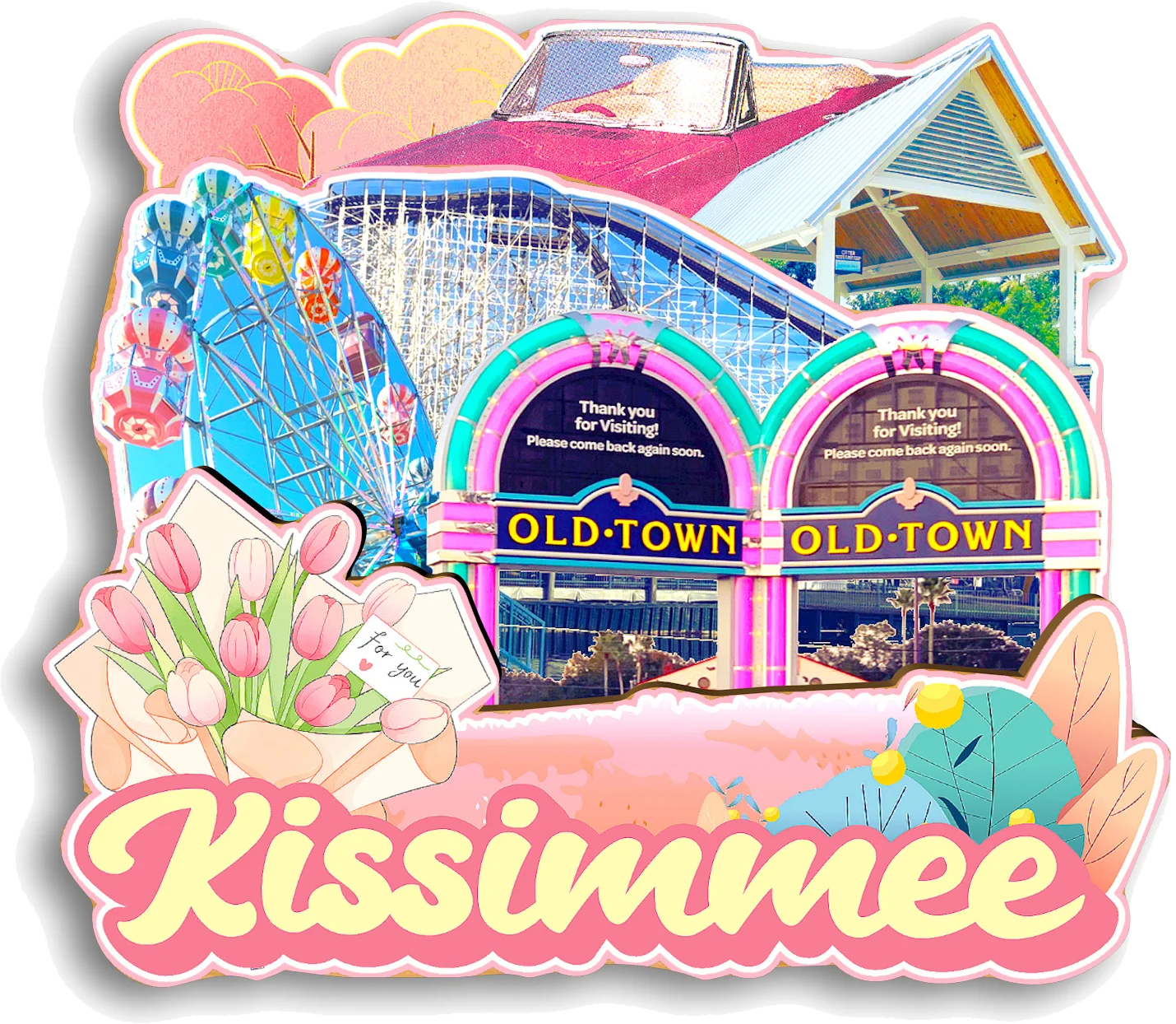 Orlando Jacksonville Sarasota Cape Coral Palm Bay Kissimmee Tallahassee Fort Lauderdale Florida USA Fridge Magnet Travel