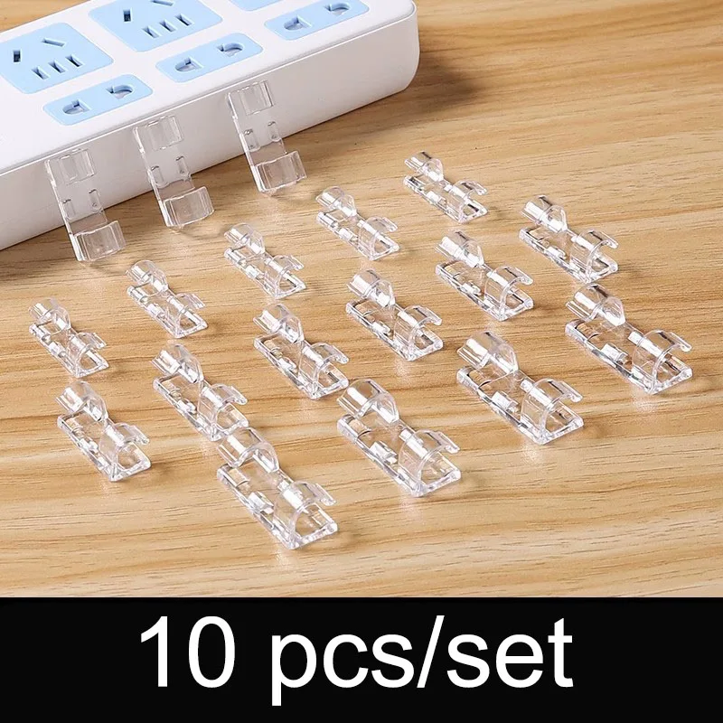 10PCS Cable Management Device Without Punching Charging Cable Storage Fixed Charger Kitchen Wall Mounted Plug Winding Device