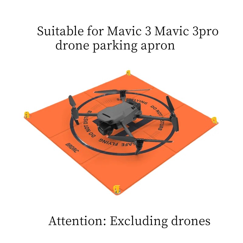 Tapis de protection d'atterrissage pour drone de 65 cm en PU souple, posé sur une surface plane, avec un drone DJI stationné dessus.