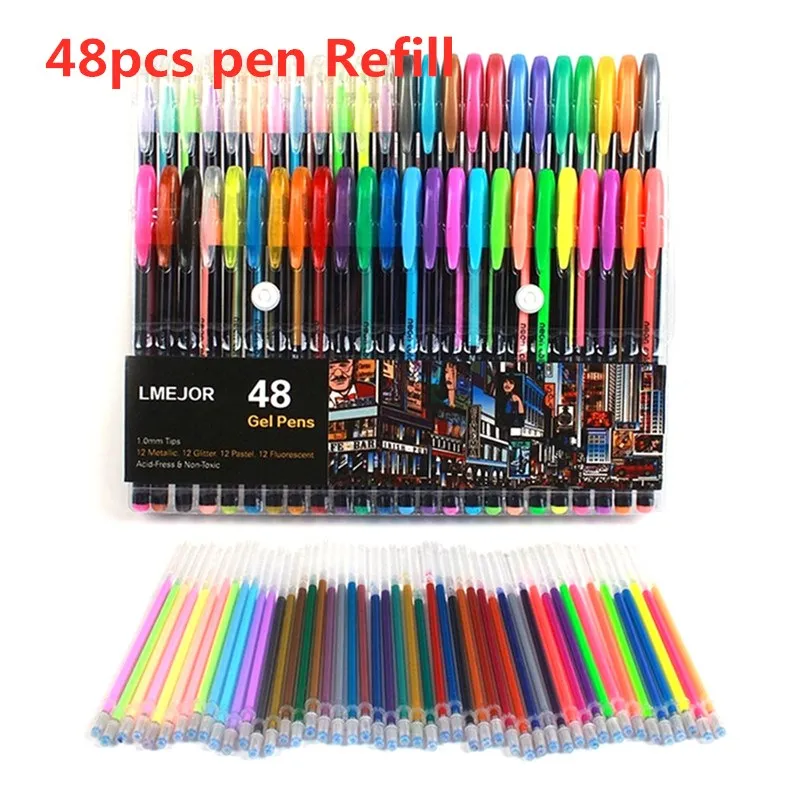 Glitter Colors Gel Pens Set, Refill Gel Pen Pastel Neon