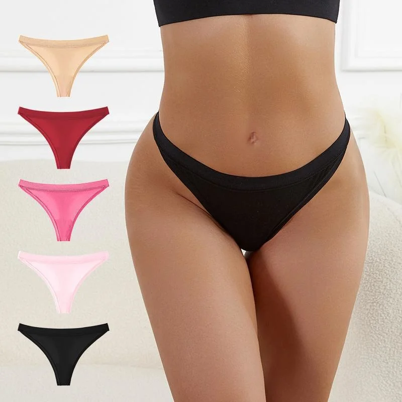 

5-piece set Oversized cotton Elastic Soft Panties Women's underwear Breathable sexy Low Waist Panties Thong for buttock lifting