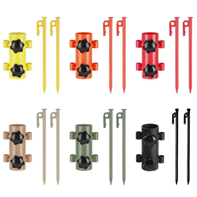 

11UE Portable Tent Holder with Tent Pegs Canopy Rod Fixed Tube Reinforced Wind proof Awning Rod Holder for Outdoor Camping