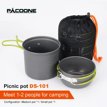 Pacoone Ultralight Camping Cooking Utensils Outdoor Tableware Pot Set Hiking Picnic Travel Tourist Dishes Supplies Equipment