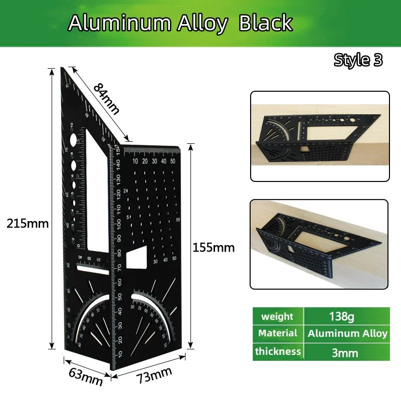 Multifunctional Angle Ruler 45 90 Degree Aluminum Alloy Accurate Woodworking Square Angle Ruler Marking Gauge Carpenter Tool carpenter measuring tool angle measuring tool angle protractor