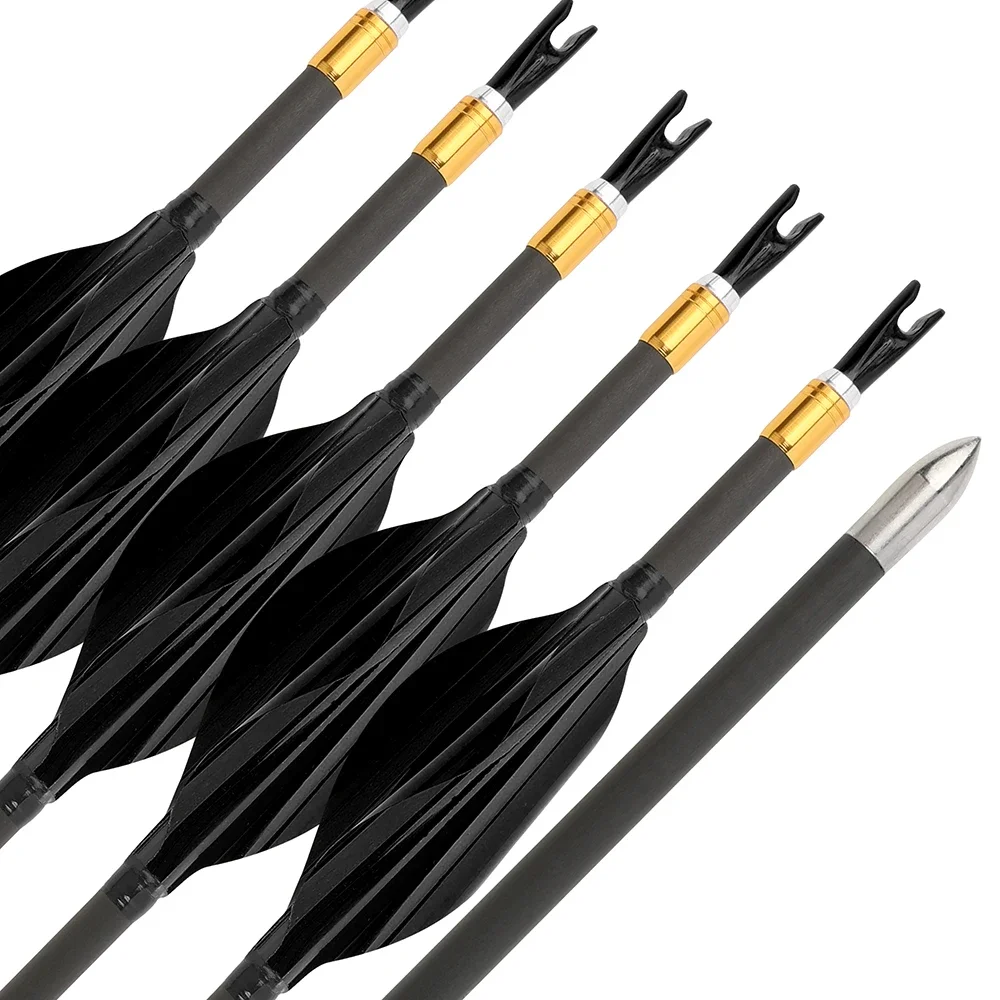 31 Flèches Carbone D&Q SP500 - Plumes Dinde Rouge/noir - Arc Chasse
