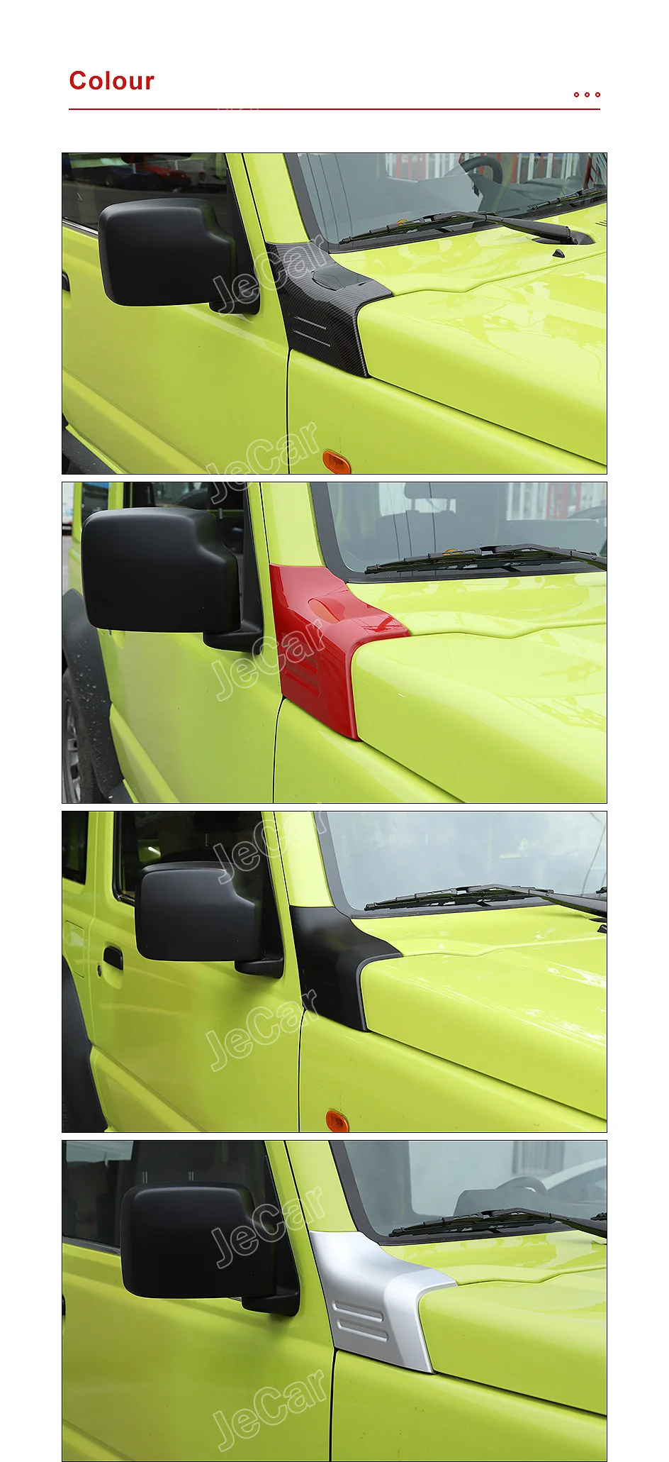 محرك السيارة زاوية غطاء هود الديكور ABS ملصقات لسوزوكي جيمي JB64 2019 حتى زخرفة اكسسوارات السيارات الخارجية