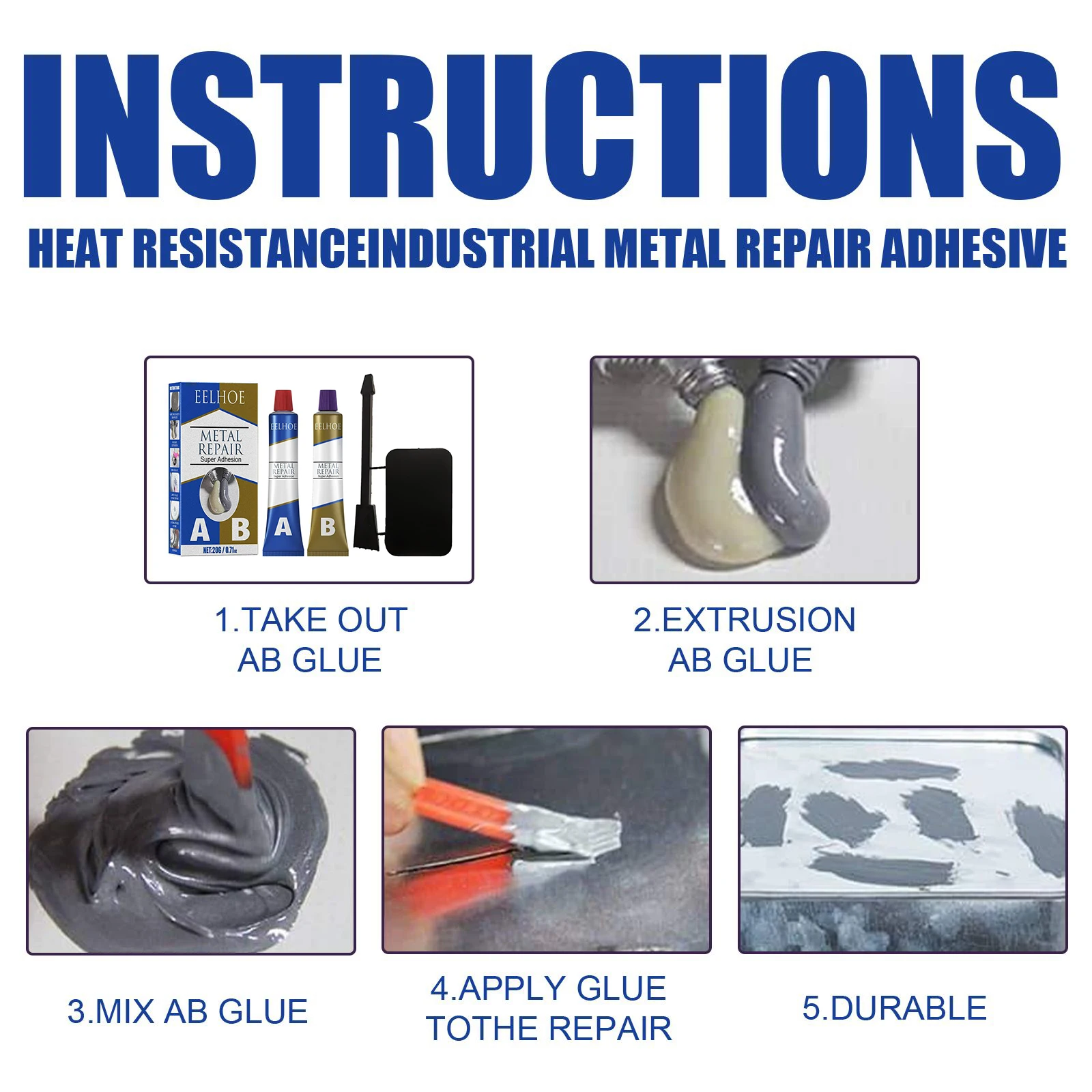 Metal Repair Adhesive Glue High Temperature Resistance Waterproof