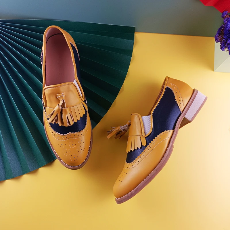 Women Oxford Shoes Leather Summer Platform Flat Casual Spring Vintage