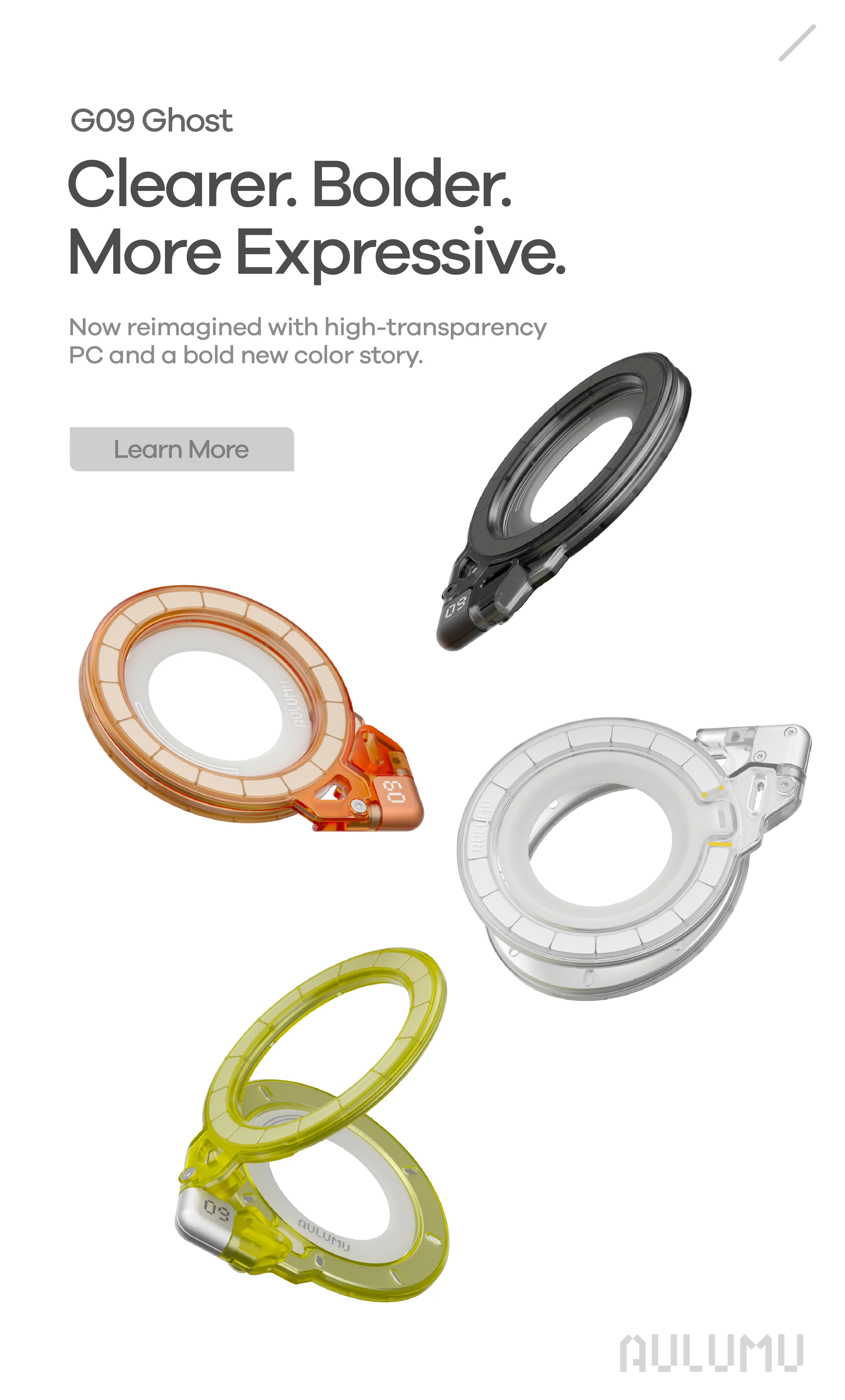AULUMU G09 고스트 360 ° 자석식 휴대폰 거치대 투명 무한대