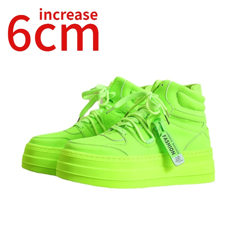 

Summer Thick Sole Small White Shoes Men Increased 6cm Breathable Board Shoes Fashion Casual Sports Inner Elevated Shoes for Men
