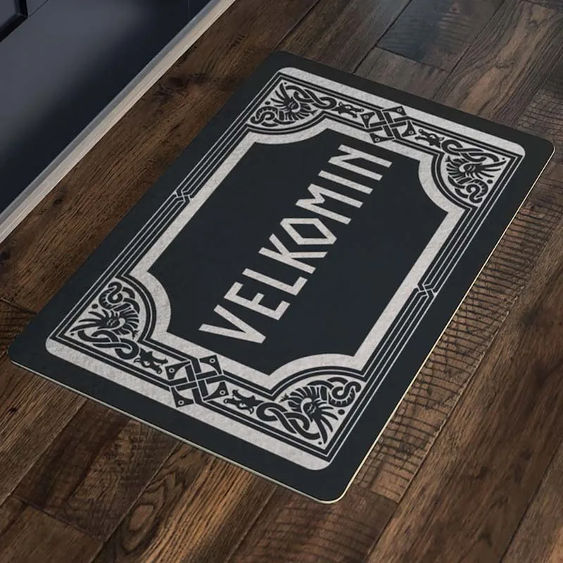 Floor Mat Old Norse Welcome Doormat Norse Pagan Rustic Viking Pagan Home Decor Asatru Wikinger Vikings Mat Welcome To Valhalla Black Mat
