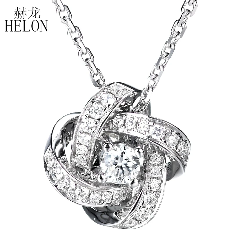 

HELON 0.19CT H/SI Natural Diamond Solid 18K White Gold Necklaces Women Diamonds Pendant Necklaces Engagement Trendy Fine Jewelry