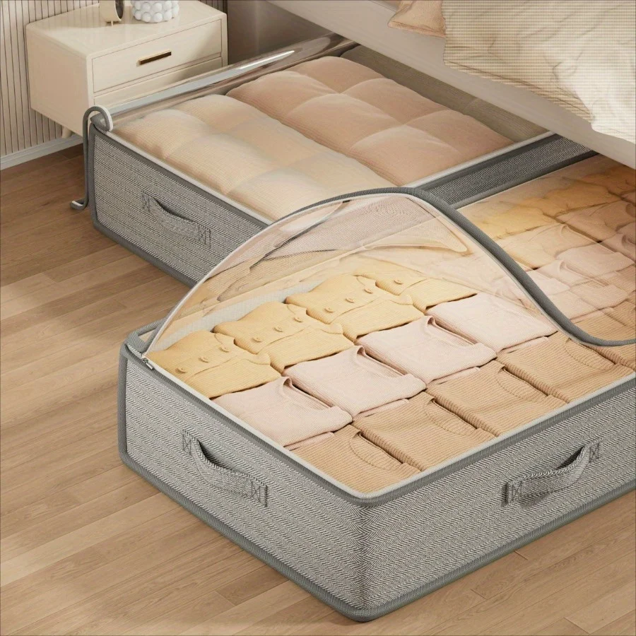 Under Bed Storage Containers Rectangle Multipurpose Organizer Bins, Foldable Sweater and Linen Storage Bags Under-Bed Storage 5