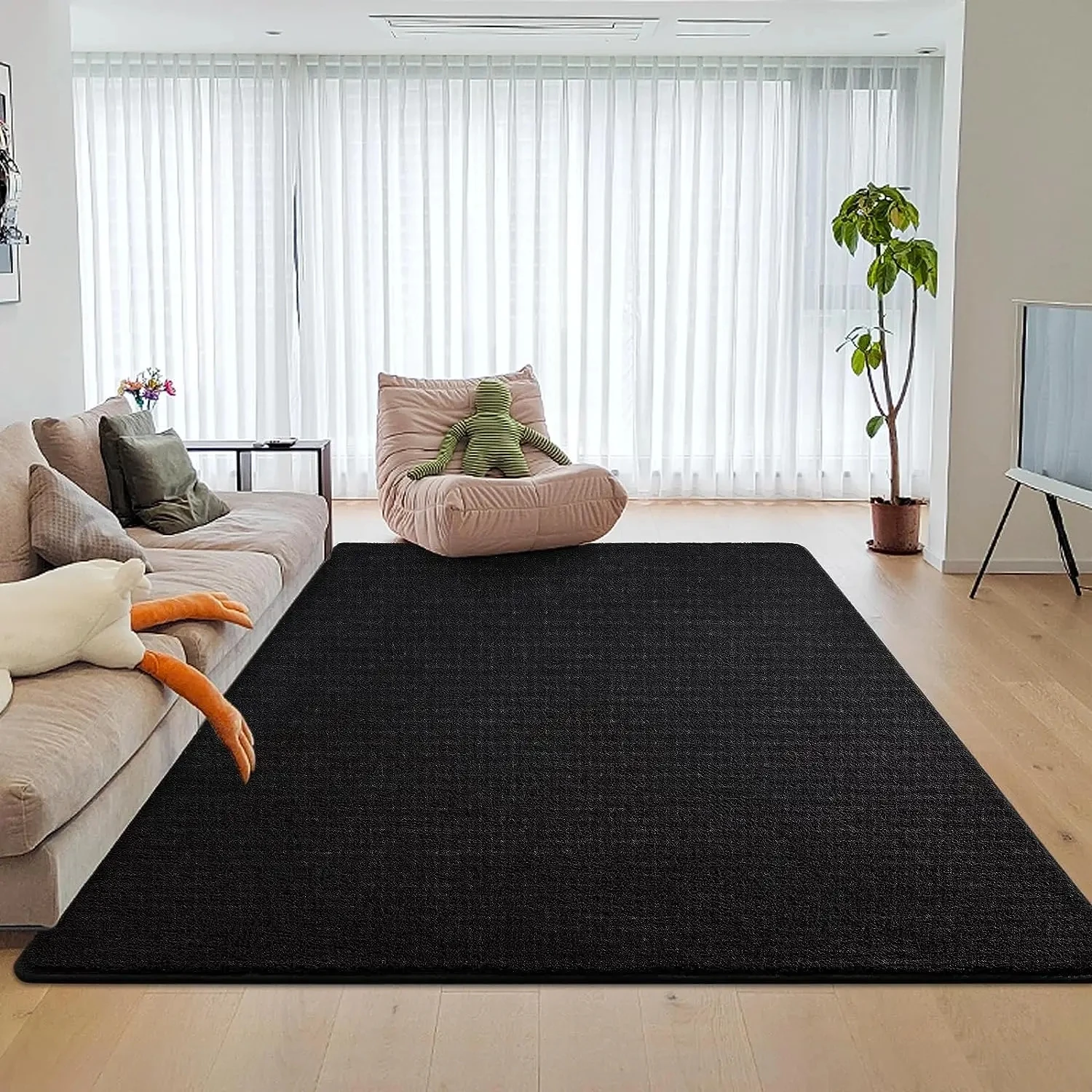 NOAHAS Gray Soft Rugs for Living Room Long Hair Lounge Carpet In The Bedroom Furry Decoration Nordic Fluffy Floor Bedside Mats
