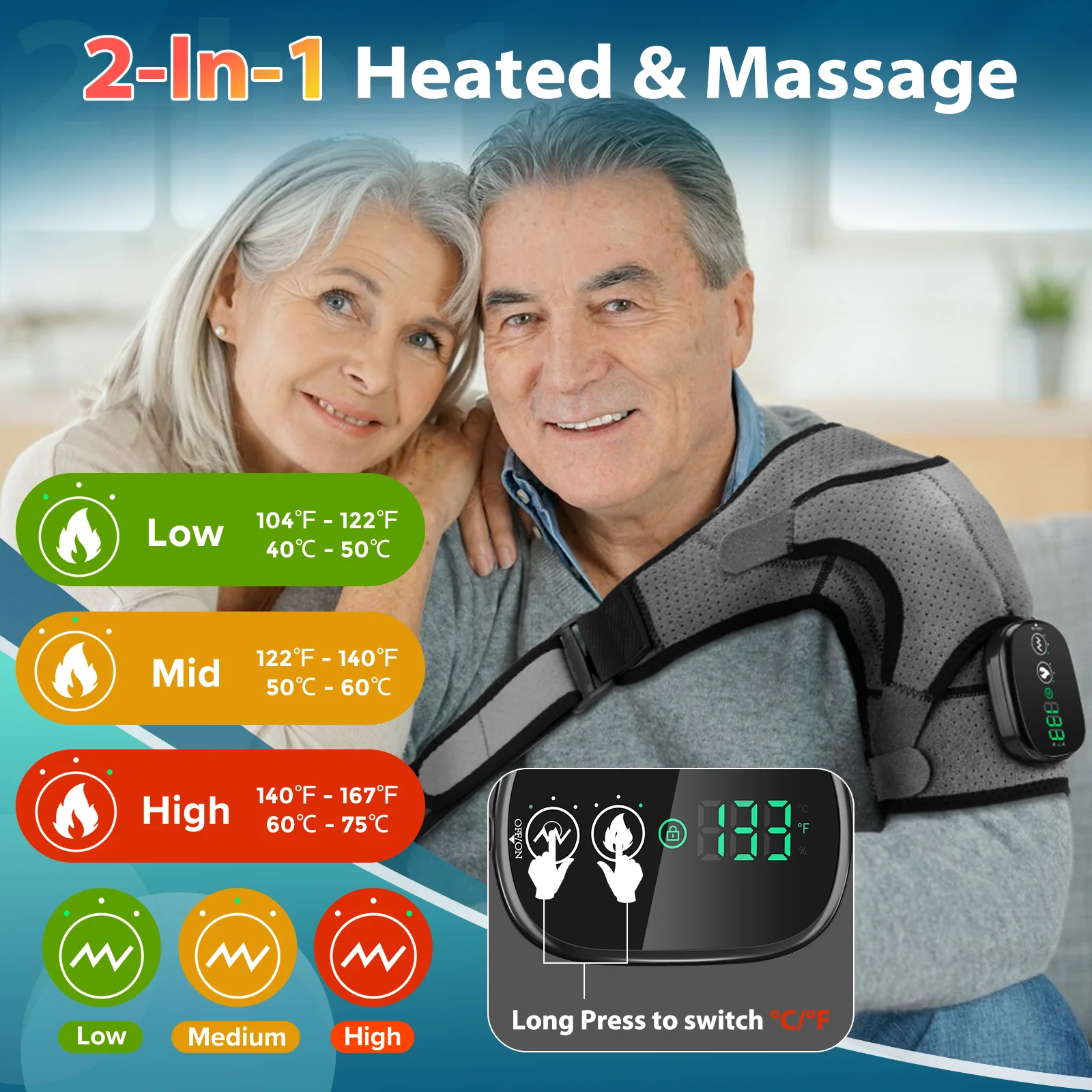 Wireless Electric Shoulder Massager with Heating and Vibration