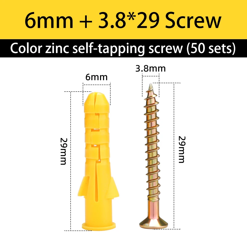 Hollow Wall Anchor Set Drywall Anchor Wall Anchors Plugs 50Set 6/8/10MM